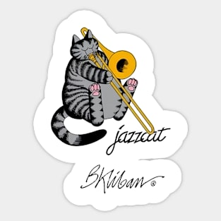 B Kliban Cat - cat plays saxophone Sticker